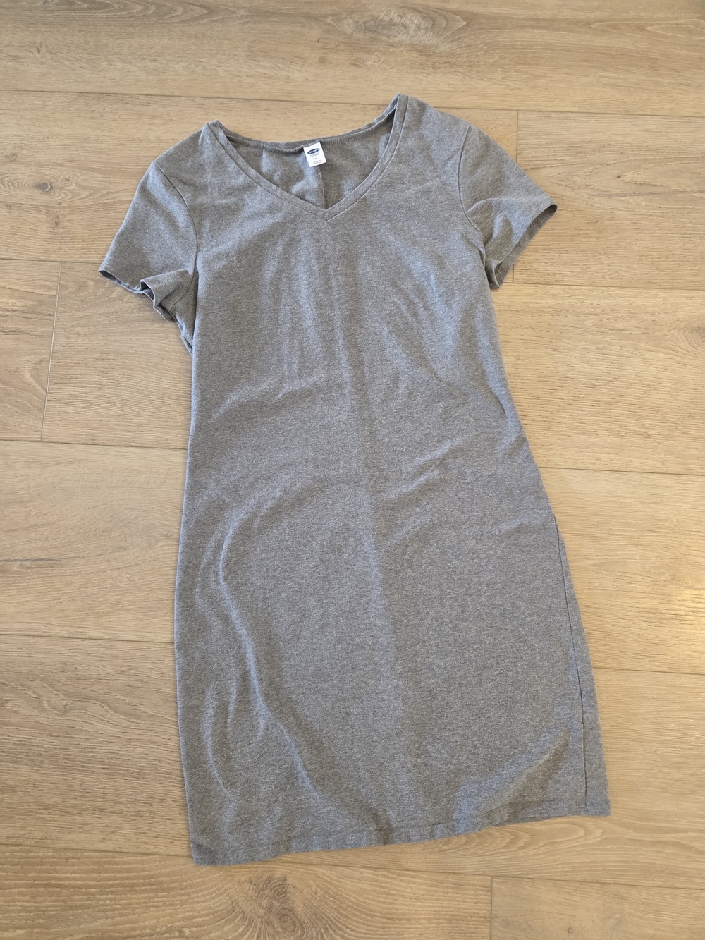 Old Navy Gray V-Neck Short Sleeve T-Shirt Dress
